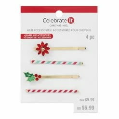 Best Sale 🎉 Christmas Holly & Stripes Hair Clips by Celebrate It™ ⭐