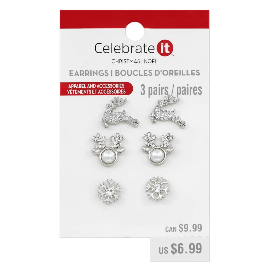 Discount โ Christmas Silver Deer Earrings Set by Celebrate It™ ๐ 1 Discount โ Christmas Silver Deer Earrings Set by Celebrate It™ ๐