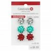 Best Sale 😉 Christmas Silver, Teal & Red Bow Earrings by Celebrate It™ 🎉