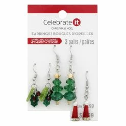 Brand new 🧨 Christmas Tree, Hat & Holly Dangle Earrings Set by Celebrate It™ ❤️