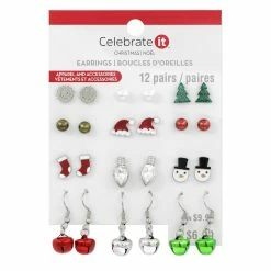 Best Pirce 👍 Christmas Silver, Green & Red Earrings Set by Celebrate It™ ✔️