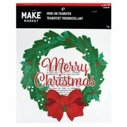 Deals 🌟 Merry ❄ Christmas Wreath Iron-On Transfer by Make Market® 👏 -Boxed Christmas Cards Shop 10703786 1