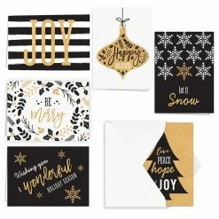 Top 10 🧨 Hortense B. Hewitt Co. Black and Faux Gold Holiday Cards 💯