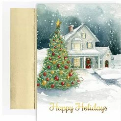 Cheapest 💯 JAM Paper Winter Cottage 🎄 Christmas Cards & Envelopes Set 😍