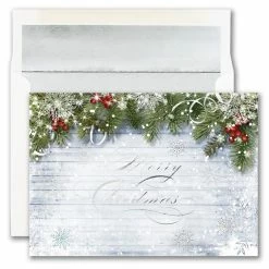 Best Pirce 🎉 JAM Paper Snowy Sentiment Blank 🔔 Christmas Cards & Envelopes Set 🛒