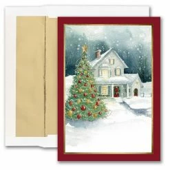 Best Pirce 🤩 JAM Paper 5" x 7" Front Imprint House Scene Blank Cards & Matching Envelopes Set, 25ct. 🔔