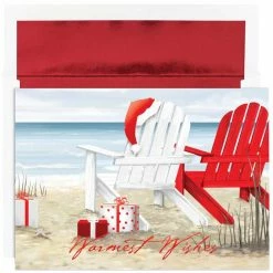 Flash Sale 🎉 JAM Paper 5.6" x 7.9" Beach Chairs 🎁 Christmas Card Set, 18ct. 🌟