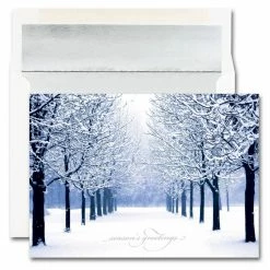 Brand new 😀 JAM Paper 5.625" x 7.875" Blue Tree Scene 🎅 Christmas Card Set, 25ct. 🌟