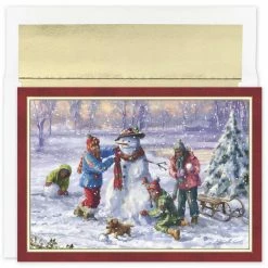 Budget 🧨 JAM Paper Building Frosty ❄ Christmas Card & Envelopes Set, 18ct. 🧨