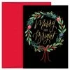 Wholesale 😀 JAM Paper Merry & Bright Wreath 🎄 Christmas Cards & Envelopes Set ⌛