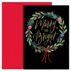 Wholesale 😀 JAM Paper Merry & Bright Wreath 🎄 Christmas Cards & Envelopes Set ⌛